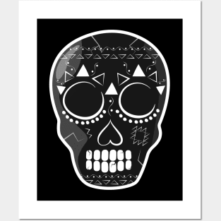 Sugar Skull White Aztec, Dia De Los Muertos Posters and Art